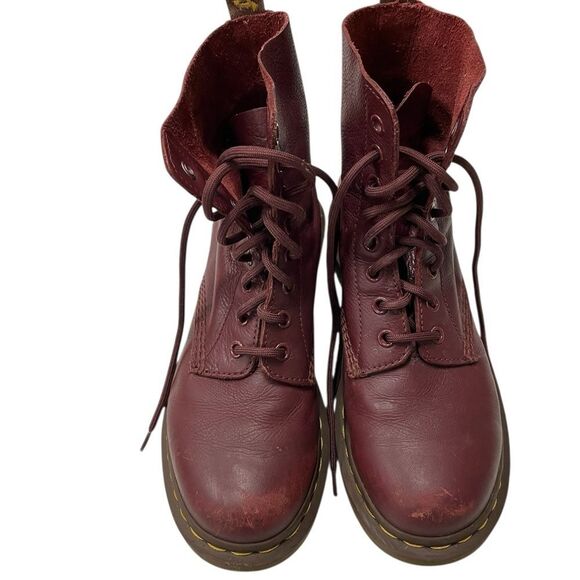DR MARTENS Burgundy Leather Lace-Up Boots Size 7 - Picture 6 of 16